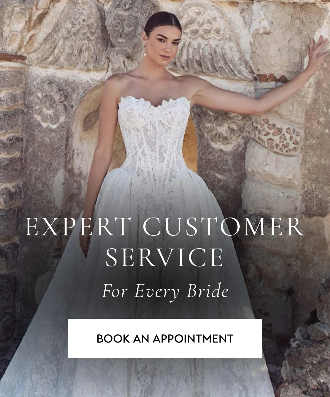 Model wearing Calla Blanche Emlyn gown, mobile banner